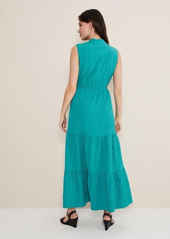 Phase Eight Anika Textured Sleeveless Dress Turquoise USA | 1627849-VN